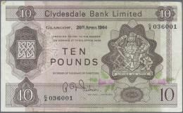 Scotland / Schottland: Clydesdale Bank Limited 10 Pounds 1964 P. 199 Used With Folds And Stain In Paper, No Holes Or Tea - Autres & Non Classés