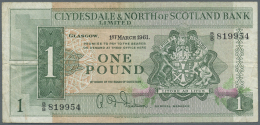 Scotland / Schottland: Clydesdale & North Of Scotland Bank Set Of 2 Notes Containing 1 Pound 1961 P. 195a (F) And 5 - Altri & Non Classificati