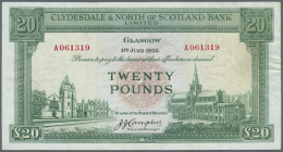 Scotland / Schottland: Clydesdale & North Of Scotland Bank 20 Pounds 1955 P. 193a, Several Folds And Creases In Pape - Altri & Non Classificati