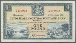 Scotland / Schottland: 1 Pound Clydesdale & North Of Scotland Bank Ltd. 1956 P. 191a In Condition: VF To VF-. - Autres & Non Classés
