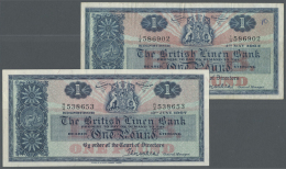 Scotland / Schottland: Pair With 1 Pound 1964 And 1 Pound 1967, P.166c, 168 In F+ And UNC Condition (2 Banknotes) - Autres & Non Classés