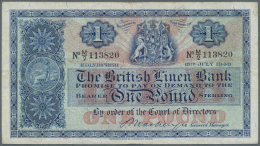 Scotland / Schottland: The British Linen Bank, Set Of 2 Notes 1 Pound 1949 P. 162 (F) And 5 Pounds 1961 P. 163 (never Fo - Altri & Non Classificati
