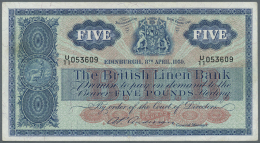 Scotland / Schottland: 5 Pounds 1959, The British Linen Bank, P. 161b, 3 Light Vertical And 1 Light Horizontal Fold, No - Altri & Non Classificati