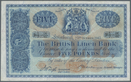 Scotland / Schottland: The British Linen Bank 5 Pounds 1943 P. 158b, Several Vertical And Horizontal Folds, No Holes Or - Altri & Non Classificati