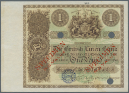 Scotland / Schottland: The British Linen Bank 1 Pound ND(1914) Color Trial P. 151ct With Large Border At Left, Hole Canc - Autres & Non Classés