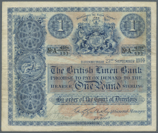 Scotland / Schottland: The British Linen Bank 1 Pound 1914 P. 151a, Early Type, Vertical And Horizontal Fold With Stain - Altri & Non Classificati