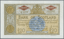 Scotland / Schottland: Bank Of Scotland 20 Pounds 1963 P. 110A, 2 Vertical Folds, No Holes Or Tears, Crisp Original Pape - Other & Unclassified