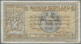 Scotland / Schottland: Set Of 2 Notes Containing 1 Pound 1940 P. 91b (F) And 1 Pound 1941 P. 91A With Discoloration On F - Other & Unclassified