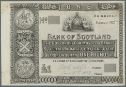 Scotland / Schottland: 1 Pound 1872 Proof P. 65p, Uniface Printed With Pencil Annotations At Lower Border, No Folded, A - Autres & Non Classés