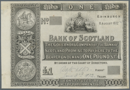 Scotland / Schottland: 1 Pound 1872 Proof P. 65p, Uniface Printed With Pencil Annotations At Lower Border, No Folded, A - Other & Unclassified