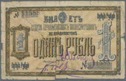 Russia / Russland: Vladivostok 1 Ruble 1923, P.NL In Well Worn Condition, Nearly Torn In Two Halfs, Taped On Back. Condi - Russie