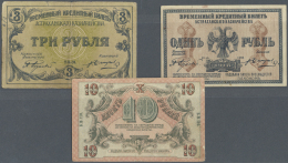 Russia / Russland: Astrakhan Set With 3 Banknotes 1, 3 And 10 Rubles 1918, P.NL (K.6-1, 2, 4), All With Handling Marks L - Russie