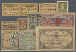 Russia / Russland: Set Of 11 Notes Baku City Management Containing 1 Ruble 1918 P. S721 (aUNC), 3 Rubles 1918 P. S722 (X - Russie
