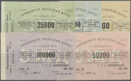 Russia / Russland: Set Of 5 Notes Transcaucasian S.S.R.R. Railroad Notes Containing 5000, 10.000, 25.000, 50.000 And 100 - Russia