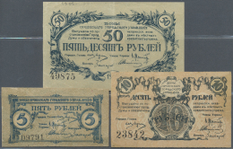 Russia / Russland: Set Of 3 Notes Bonds Of The Sochi City Administration, Containing 5, 10 And 50 Rublei 1919 P. S585B,C - Russia