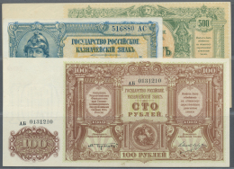 Russia / Russland: Set Of 3 Notes Russian Government Containing 50, 100 And 500 Rubles ND(1920) P. S438-S440, (aUNC, 2x - Russie