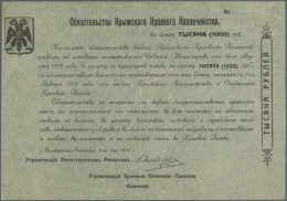 Russia / Russland: Obligation Of The Crimea Area Treasury 500 And 1000 Rubles 1918 Remainder, P.S366r, 367r, 500 Rubles - Russie