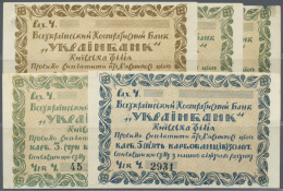 Russia / Russland: Ukrainian Cooperative Bank Set With 5 Banknotes 1, 3 X 3 And 5 Karbovantsiv 1924, P.S326-328 One Of T - Russland