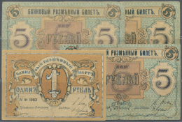 Russia / Russland: Set Of 3 Notes Containing 1 Ruble 1918 P. S212 (F) And 3x 5 Rubles 1918 P. S213, First And Second Iss - Russland