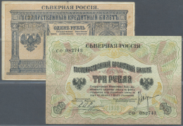 Russia / Russland: Set Of 2 Notes Containing 1 Ruble 1919 P. S144 (F) And 3 Rubles 1919 P. S145 (F), Nice Set. (2 Pcs) - Russland