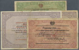 Russia / Russland: Set Of 4 Notes "White Regime" Containing 3 Rubles ND(1918) P.S106 (F-), 10 Rubles ND(1918) P. S107 (V - Russia