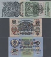 Russia / Russland: Set With 4 Specimen Notes Of The 1947 Issue Containing 3, 5, 10 And 25 Rubles, All With Red Overprint - Russia