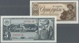 Russia / Russland: Pair With 1 And 5 Rubles 1938 P.213 And 215, Both In Perfect UNC Condition (2 Banknotes) - Russie