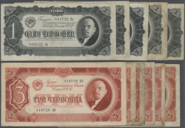Russia / Russland: Set With 16 Banknotes Of The 1937 Chervontsev Issue, Containing 5 X 1, 6 X 3, 2 X 5 And 3 X 10 Chervo - Russia