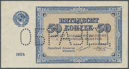 Russia / Russland: 1924 Small Change Kopek Notes, 50 Kopeks SPECIMEN With Perforation "ÐžÐ‘Ð ÐÐ—Ð•Ð¦" At Center, P.196s - Russie