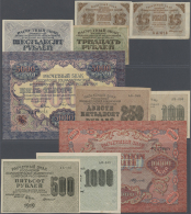 Russia / Russland: Huge Lot Of The Currency Notes ND(1919-20) Containing An Uncut Pair Of 15 Rubles, 2 X 30 Rubles, 60 R - Russie