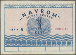 Romania / Rumänien: 1 Cent Navrom Serie A ND, P. NL., Vertical Folds, Creases And Handling In Paper, No Holes Or Te - Roumanie