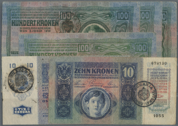 Romania / Rumänien: Bukovina Siebenbürgen, Banat Set With 6 Banknotes Containing 10 Korona With Handstamp On T - Romania