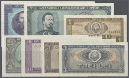 Romania / Rumänien: Set Of 7 Different Notes Containing 1, 3, 5, 10, 25, 50 And 100 Lei 1966 P. 91a-97a, The 3 And - Romania