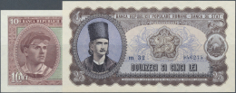 Romania / Rumänien: Set Of 2 Notes Containing 10 And 25 Lei 1952 P. 88b, 89b In Condition: UNC. (2 Pcs) - Romania