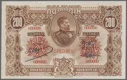 Romania / Rumänien: 200 Lei ND(1920) Specimen P. 74s, Light Creases At Left Border, Condition: AUNC. - Romania