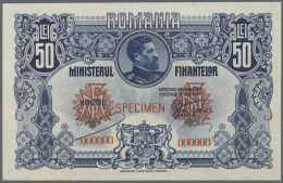 Romania / Rumänien: 50 Lei ND(1920) Specimen P. 73s, A Fold Directly Along The Lower And Right Border, A Light Crea - Roumanie