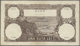 Romania / Rumänien: 100 Lei 1940 P. 50a, Used With Center Fold And Several Creases In Paper, Light Staining In Pape - Romania