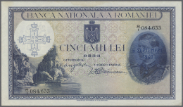 Romania / Rumänien: 5000 Lei 1940 P. 48b, Vertical And Horizontal Folds, A 1cm Tear Repaired At Lower Border, Light - Roumanie