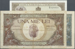 Romania / Rumänien: Set Of 3 Notes Containing 1000 Lei 1939 P. 47a (F-), 500 Lei 1941 P. 41a (UNC) And 1000 Lei 194 - Roumanie