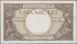 Romania / Rumänien: 1000 Lei 1936 P. 44a, Several Lighter Vertical Folds, No Holes Or Tears, Still Crispness And Or - Romania