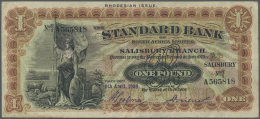 Rhodesia / Rhodesien: Standard Bank Of South Africa Limited - Salisbury Branch, 1 Pound 1938, P.S147, Highly Rare Note I - Rhodesia