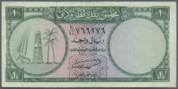 Qatar & Dubai: 1 Riyal ND(1960) P. 1, Vertical Folds, Handling In Paper And Light Stain, Paper Still Strong And With - Emirati Arabi Uniti