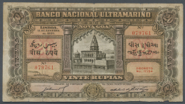 Portuguese India / Portugiesisch Indien: 20 Rupees 1938 P. 33, Seldom Seen Higher Denomination As Issued Banknote, Used - India