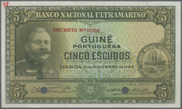 Portuguese Guinea  / Portugiesisch Guinea: 5 Escudos 1944 Specimen P. 25s, 2 Cancellation Holes, No Serial Numbers, Hand - Guinea