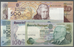 Portugal: Set Of 6 Notes Containing 20 Escudos 1978 P. 176a (UNC), 500 Esc. 1979 P. 177a (F), 100 Esc. 1981 P. 178b (UNC - Portugal