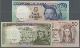 Portugal: Set Of 3 Notes Containing 20 Escudos 1964 P. 167a (UNC), 50 Escudos 1964 P. 168 (UNC) And 100 Escudos 1978 P. - Portugal