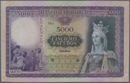 Portugal: 5000 Escudos ND(1942) Proof P. 157(p), A Large Size And Very Beautiful Banknotes, Higly Rare On The Market, 2 - Portogallo