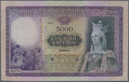 Portugal: 5000 Escudos ND(1942) Proof P. 157(p), A Large Size And Very Beautiful Banknotes, Higly Rare On The Market, 2 - Portugal