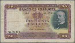 Portugal: 50 Escudos 1938 P. 149, Normal Traces Of Use, Stronger Center Fold, Light Staining In Paper, No Holes Or Tears - Portogallo