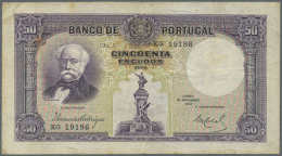 Portugal: 50 Escudos 1932 P. 146, Center Fold And Several Smaller Folds, Light Staining At Upper Left Corner And On Back - Portogallo
